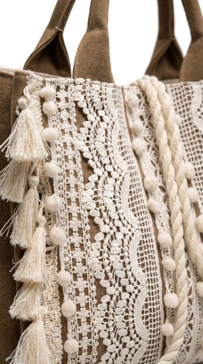 Borsa In Tela Con Pizzo E Nappe Miss Bikini - immagine 2