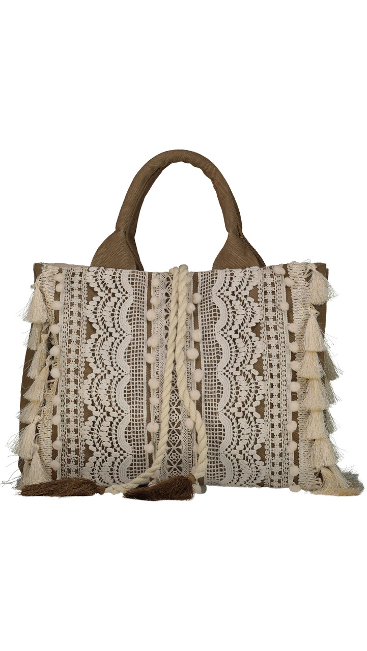 Featured image for “Borsa In Tela Con Pizzo E Nappe Miss Bikini”